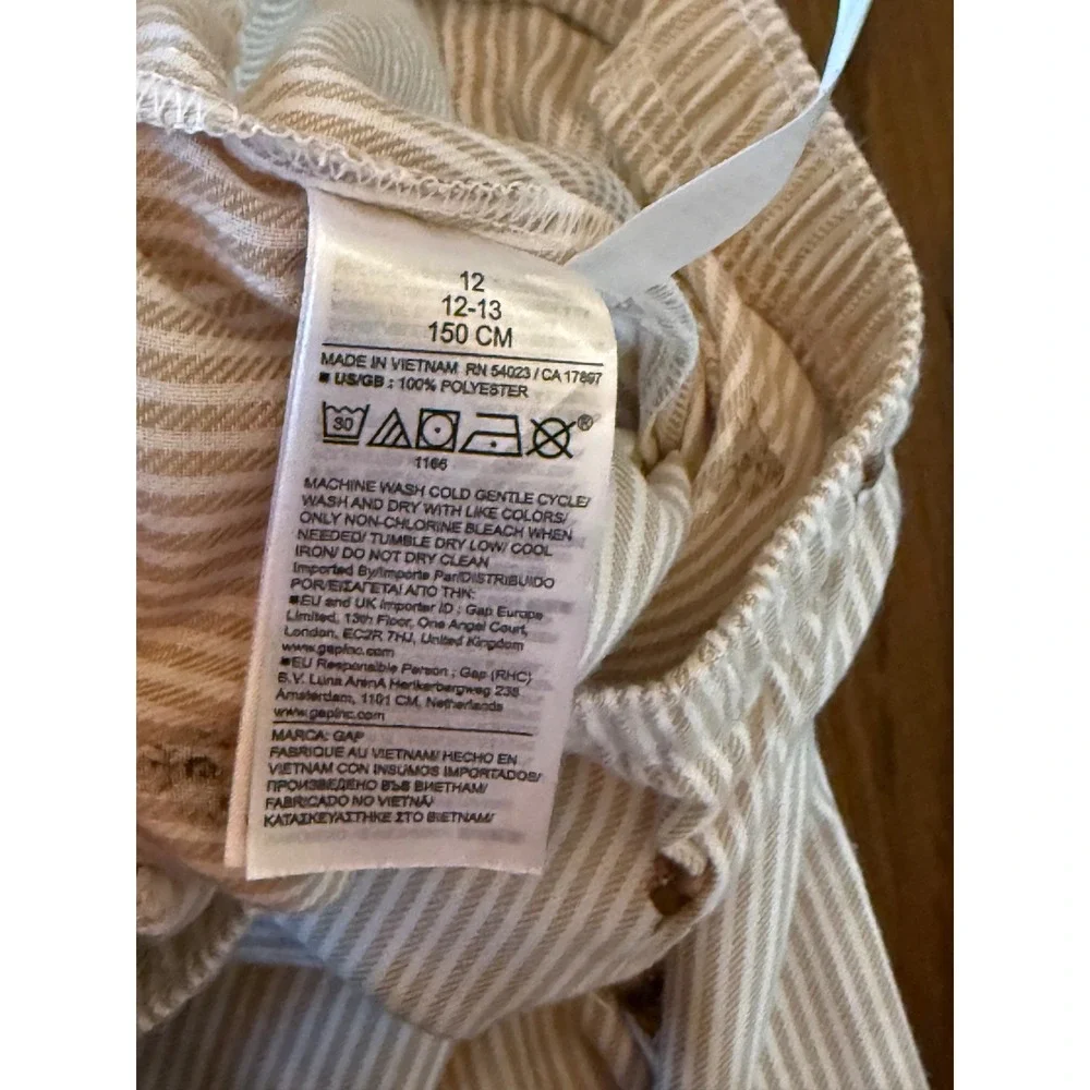Gap Pajama Pants Kids Size 12 Tan White Striped New Teddy Bear Print Sleepwear